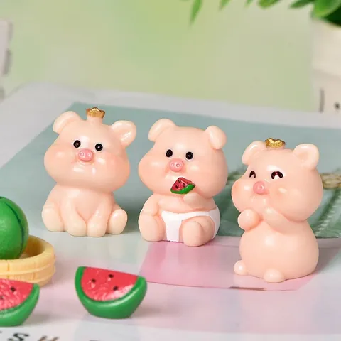 Figurine Miniature de Cochon Cartoon en Résine Micro Paysage Accessoire Boule de Cristal DIY Jolie Décoration de Bureau Ornement