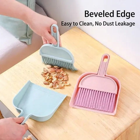 Mini Juego de Escoba y Recogedor de Escritorio Integrado de Plástico Cepillo de Limpieza para Mesa de Estudiante Limpieza de Polvo