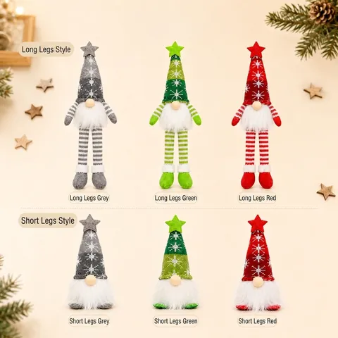 Weihnachtswichtel Plüsch Ornamente Mit Leuchtender Schneeflocke Strickmütze Und Sternspitze Leuchtpuppen Für Feiertags Tischdekoration