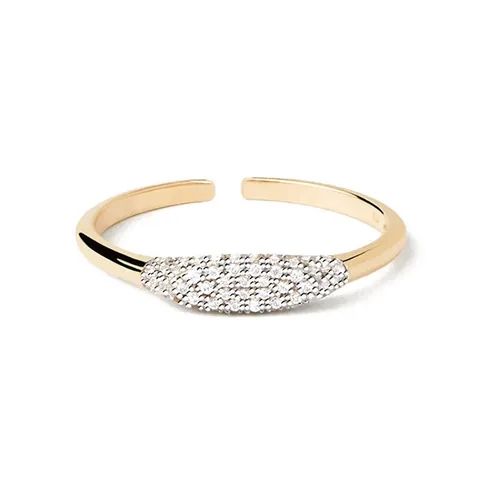 Verstellbarer Offener Ring 925 Sterling Silber Mikropavé Weißer Zirkon Einfacher Geometrischer Modischer Schmuck Für Damen