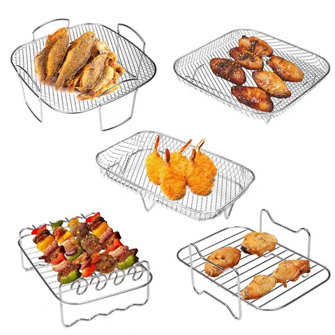 Stapelbares Edelstahl Heißluftfritteuse Gestell Rechteckig Quadratisch Drei Ebenen Dörrgerät Grill Für Küche Kochen Backen Dörrzubehör