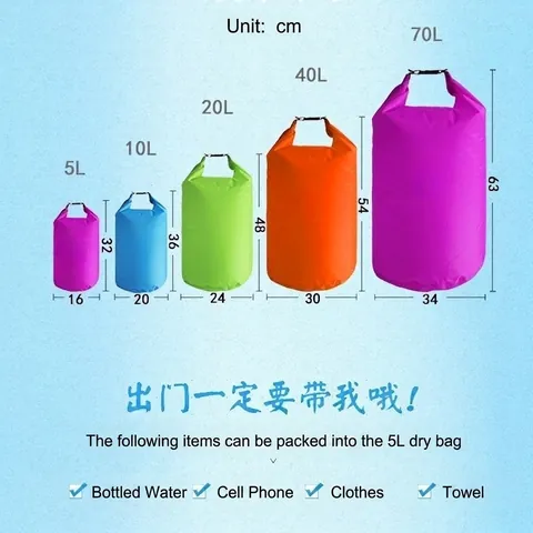 Outdoor Waterproof Dry Bag PVC Polyester Floating Storage Sack For Rafting Swimming Kayaking Hiking Beach Gear