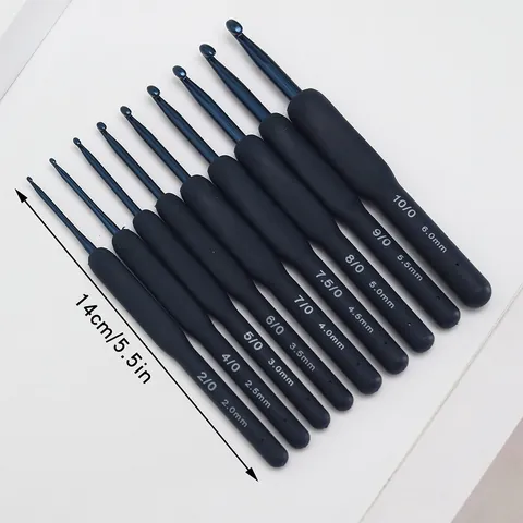 Professional Soft Handle Crochet Hooks Set Aluminum Ergonomic TPR Grip DIY Knitting Needle Tool For Handmade Weaving Craft