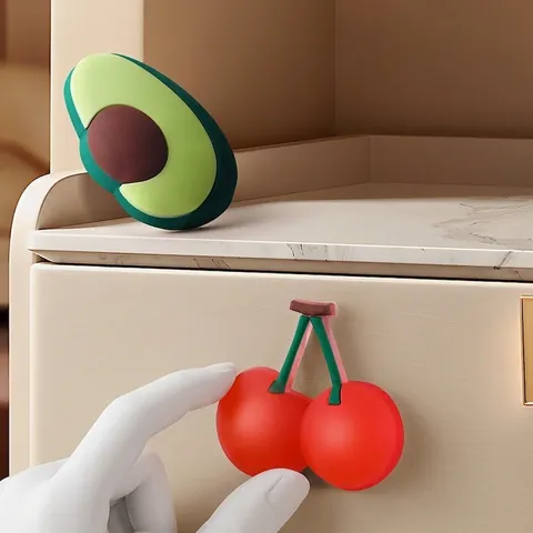 Cute Fruit Shape Door Bumper Thickened PVC Wall Protector Anti-collision Pad For Fridge Cabinet Furniture Self-Adhesive Buffer Pad