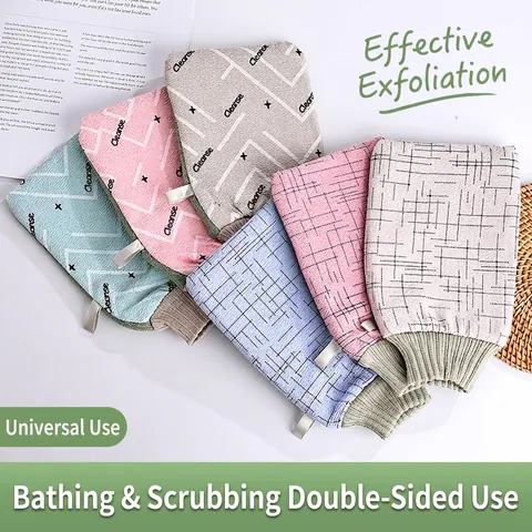 Doppelseitiger Peeling-Handschuh Verdickter Badhandschuh Polyester Tiefenreinigung Scrubber Mit Elastischer Manschette Für Den Körper