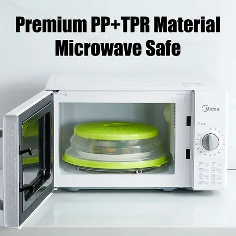 Collapsible Microwave Food Cover Plastic Anti-Splatter Lid With Steam Vents Heat Resistant Foldable Colander Strainer Basket