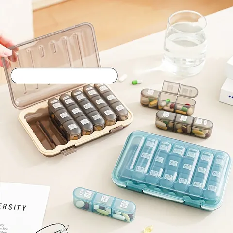 Weekly 7 Day Pill Organizer Box Portable 21 Compartments Travel Pill Case For Medication Vitamin Supplements Moisture Proof PP Storage Box
