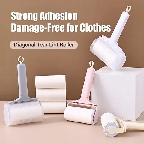 Washable Reusable Lint Roller Large Plastic Pet Hair Remover Clothes Dust Cleaning Brush With Dust Cover Household Cleaning Tool