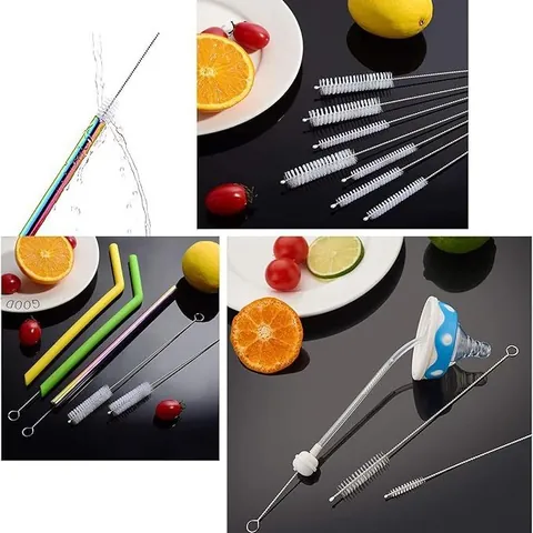 Stainless Steel Straw Cleaning Brush Set With Nylon Bristles Long Handle Cleaner For Drinking Straws Cups Pipe Tubes
