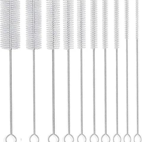Stainless Steel Straw Cleaning Brush Set With Nylon Bristles Long Handle Cleaner For Drinking Straws Cups Pipe Tubes