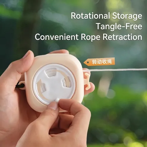 Portable Retractable Clothesline For Outdoor Travel Indoor No Punching Nylon Rope With Anti-slip Clips Windproof Drying Line For Laundry Camping Home