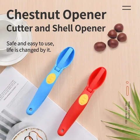 Manual Chestnut Sheller Nut Cracker Pliers Plastic Handle Stainless Steel Serrated Blade Prying Open Tools Home Kitchen Accessories