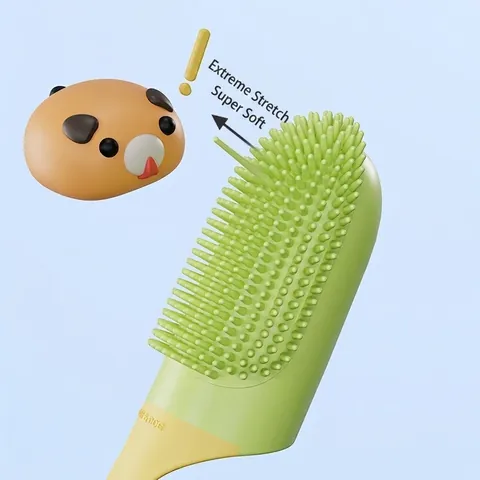 Pet Finger Toothbrush Set Long Handle Oral Cleaning Tool PP TPR Soft Bristle Tooth Brush for Dogs Cats Dental Care