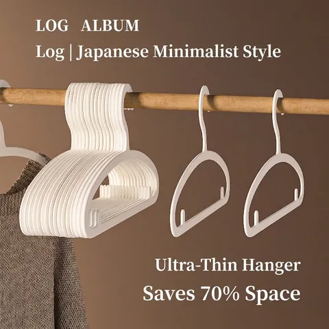 Japanese Style Ultra Thin Non Marking Hangers Plastic Non Slip Space Saving Hangers For Wardrobe Home Organization