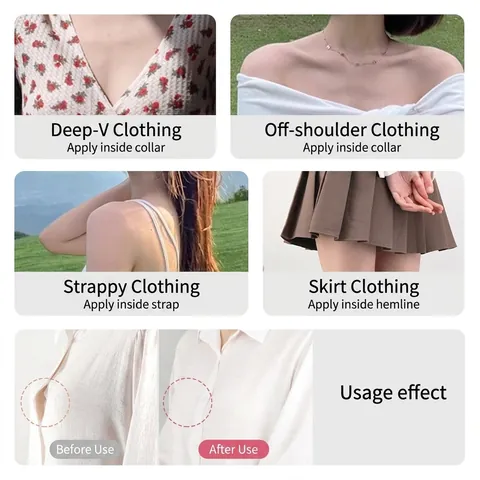 Fashion Tape Invisible Double Sided Clothing Sticker Anti Exposure Fixed Adhesive Strip For Low Neckline Skirt Women Silicone Tape