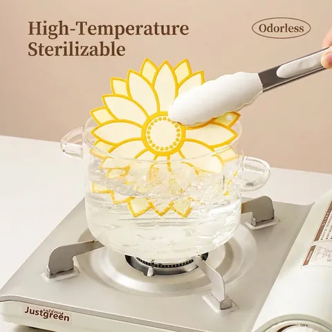 Daisy Sunflower Silicone Coaster Heat Resistant Placemat Nordic Style Floral Table Mat Non-slip Bowl Pot Holder Home Decor