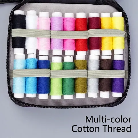 Kit de Couture Portable Avec Sac à Fermeture Éclair Imprimé Floral Fil Multicolore Aiguilles Ciseaux Accessoire de Couture DIY pour Maison Voyage