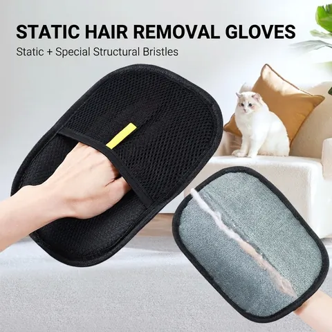 Pet Hair Removal Glove Electrostatic Fur Cleaning Brush Polyester Washable Reusable Deshedding Tool for Dogs Cats Home Furniture