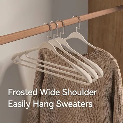 Wide Shoulder Non-Marking Coat Hanger Anti-Slip Plastic Hanger With 360 Degree Rotating Metal Hook For Suit Sweater Wardrobe