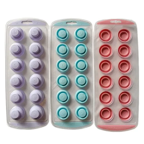 Vaschetta per Ghiaccio Rotonda con Coperchio e Smontaggio a Pressione Muffa Ghiaccio Flessibile in Silicone DIY Casa