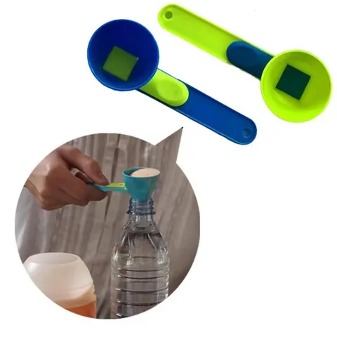 Portable Sliding Measuring Spoon For Protein Powder Coffee Milk Powder Leak Proof Plastic Funnel Spoon Fitness Kitchen Tools