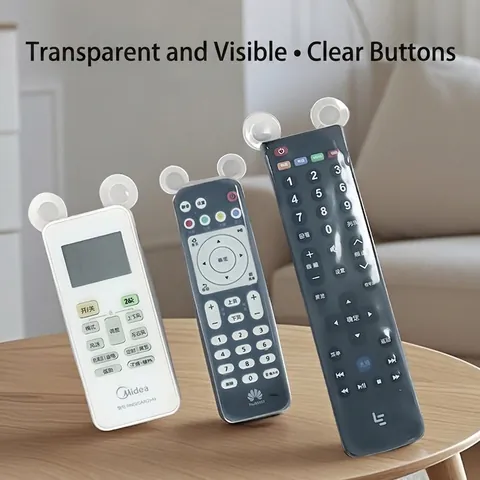 Cute Bear Ear Silicone Remote Control Cover Waterproof Dustproof Stretchable Protective Case For TV Air Conditioner Holder