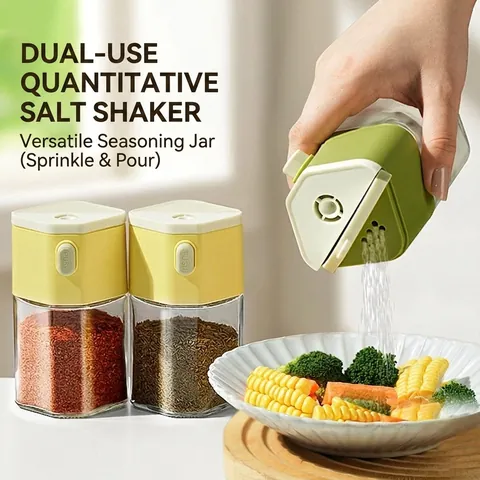 Quantitative Glass Salt Shaker Spice Jar Push Button 0.5g Measuring Seasoning Bottle Moisture Proof Jar For Kitchen