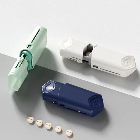 Portable Telescopic Pill Cutter Splitter Stainless Steel Blade Medicine Tablet Divider Storage Case For Travel Home Use