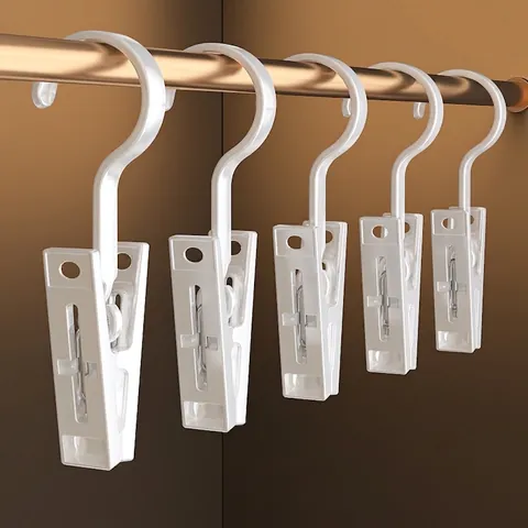Multi-Functional Plastic Laundry Clips With Hooks Portable Non-Slip Hanging Hangers For Socks Hats Clothes Home Closet Organizer