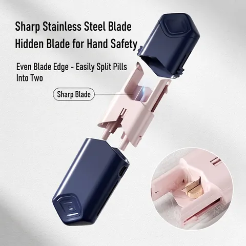 Portable Telescopic Pill Cutter Splitter Stainless Steel Blade Medicine Tablet Divider Storage Case For Travel Home Use