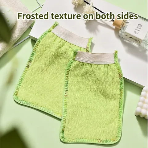 Double Sided Exfoliating Bath Gloves Body Scrub Mitts Skin Cleaning Shower Gloves With Elastic Cuff For Home SPA Bathroom