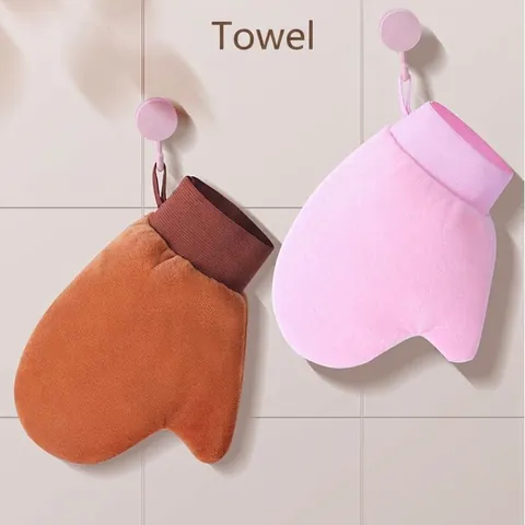 Self Tanning Mitt Applicator For Body Lotion Sunless Tanner Glove Microfiber Flocking Tanning Applicator With PE Waterproof Liner