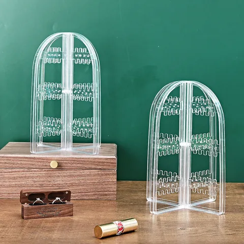 Clear Plastic Jewelry Organizer Box Large Capacity Foldable Earring Display Stand For Women Necklace Stud Holder Rack