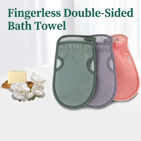 Exfoliating Bath Mitt Double Sided Scrub Towel Finger Hole Design Polyester Frosted Texture Body Scrubber Deep Cleaning Washcloth Bathroom Accessories
