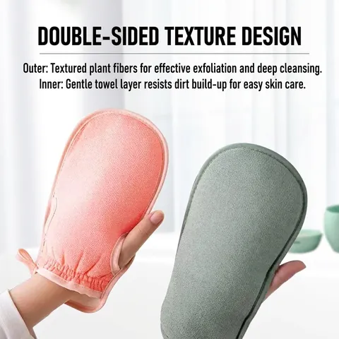 Exfoliating Bath Mitt Double Sided Scrub Towel Finger Hole Design Polyester Frosted Texture Body Scrubber Deep Cleaning Washcloth Bathroom Accessories