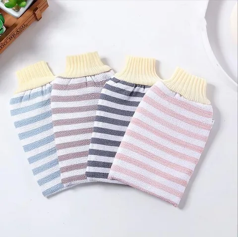 Koreanischer gestreifter Peeling-Badehandschuh Viskose-Schrubbhandschuh für Damen Hautreinigung Tiefenpeeling-Duschhandschuh