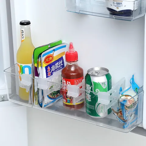 Adjustable Refrigerator Side Door Divider Clips Plastic Fridge Storage Partition Board Snap-on Kitchen Organizer Clips