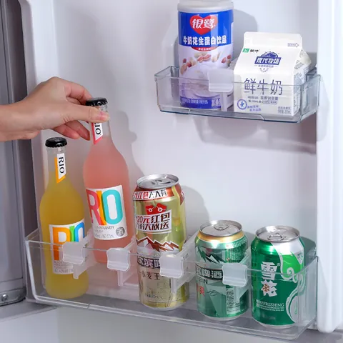 Adjustable Refrigerator Side Door Divider Clips Plastic Fridge Storage Partition Board Snap-on Kitchen Organizer Clips