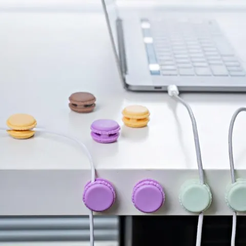 Macaron Shape Desktop Cable Organizer Self Adhesive Cord Management Clips For USB Earphone Wires Office Home Desk Storage