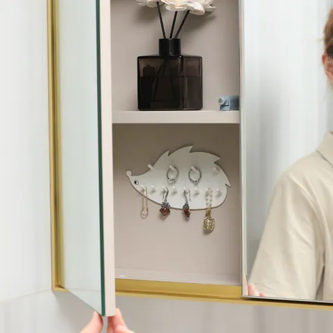 Crochet Adhésif Mural Hérisson Créatif Support de Rangement de Bijoux en Plastique Blanc Porte-Clés Organisateur Sans Perçage pour Entrée Salle de Bain