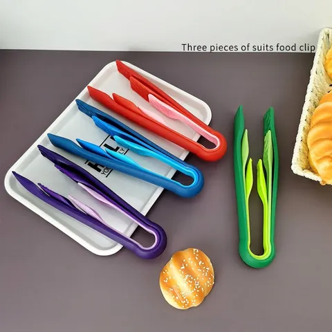 Pinze per Alimenti in Plastica Multicolore Pinze per Pane Antiscivolo per Cucina Servire Insalata Torta Pinze da Servizio a Incastro
