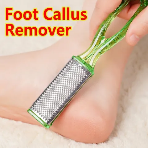 Double Sided Stainless Steel Foot Rasp Dead Skin Callus Remover Pedicure Tool with Transparent Glitter Handle for Foot Care