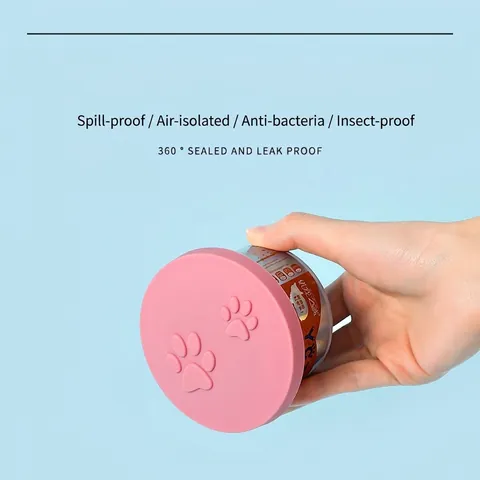 Universele Siliconen Voerblik Deksel Multifunctionele Vershoud Afdichting Voor Katten Honden Met Schattig Pootpatroon