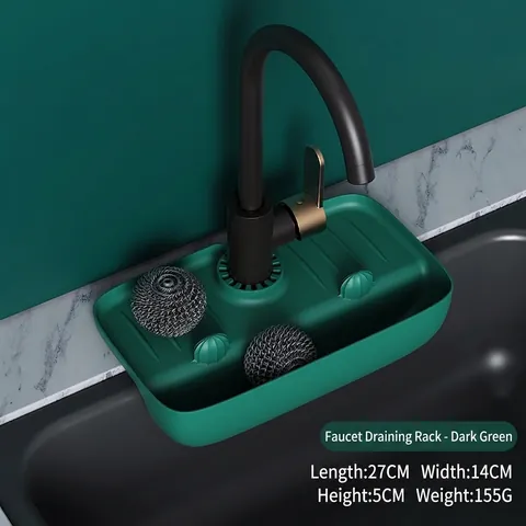 TPE Faucet Splash Guard Mat Silicone Sink Drainage Pad For Kitchen Bathroom Anti-Slip Sink Faucet Drip Catcher Storage Tray