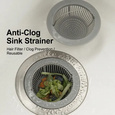 Kitchen Sink Strainer PP Plastic With Stainless Steel Handle Anti-Clogging Bathroom Floor Drain Filter Mesh Hair Catcher