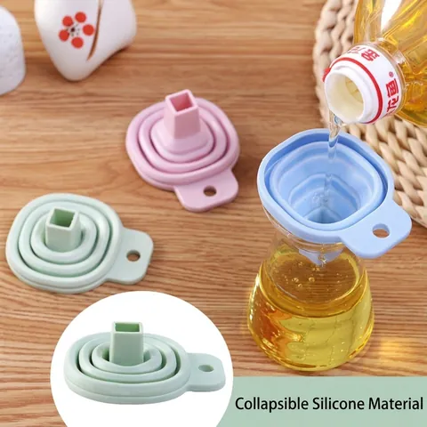 Food Grade Silicone Folding Telescopic Funnel Modern Minimalist Kitchen Liquid Oil Sub-packaging Long Neck Funnel With Hanging Hole