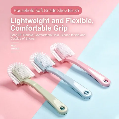 Brosse à Chaussures à Poils Souples Domestique à Long Manche Outil de Nettoyage Multifonctionnel à Cinq Faces Avec Trou
