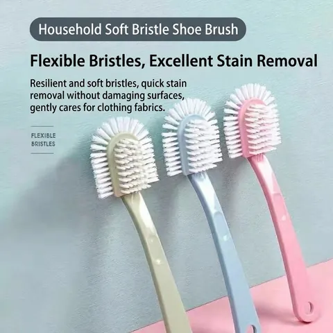 Brosse à Chaussures à Poils Souples Domestique à Long Manche Outil de Nettoyage Multifonctionnel à Cinq Faces Avec Trou