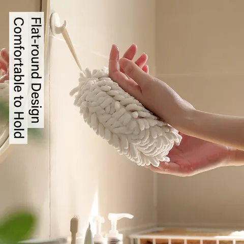 Extra Large Chenille Hand Towel Ball Absorbent Hanging Soft Microfiber Hand Drying Towel For Kitchen Bathroom Japanese Style