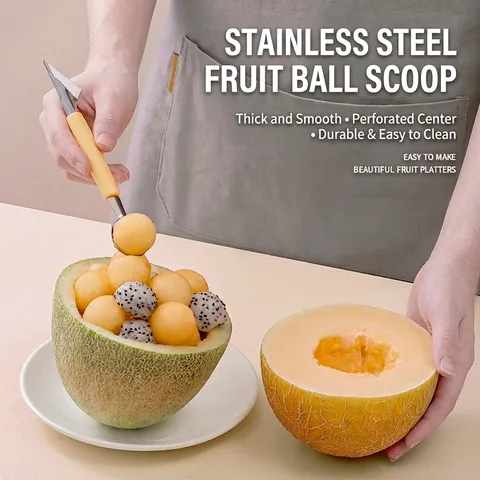 Dual Head Stainless Steel Fruit Baller Melon Scooper Carving Knife Multifunctional Fruit Platter DIY Tool Non Slip Handle